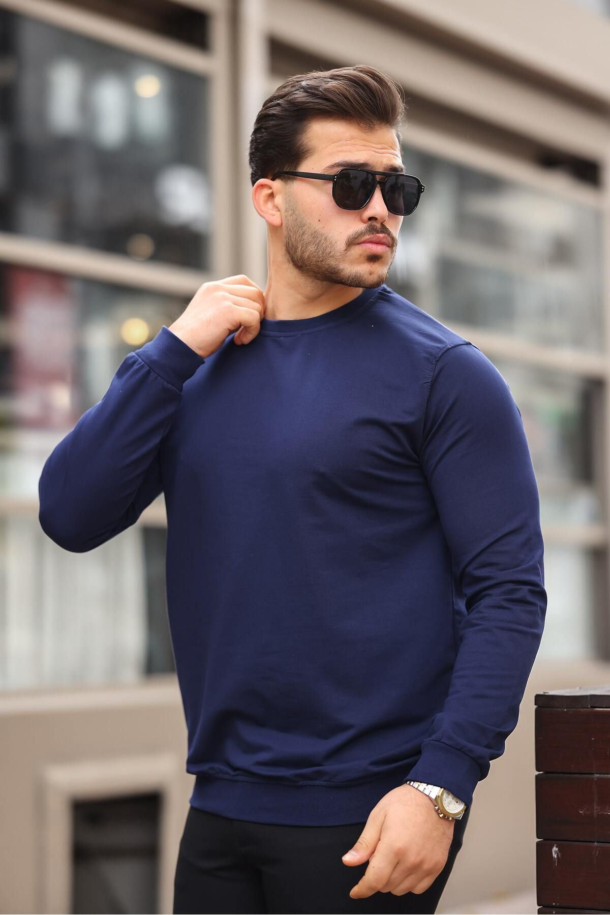 Erkek Kompakt Pamuklu Slim Fit Sweatshirt