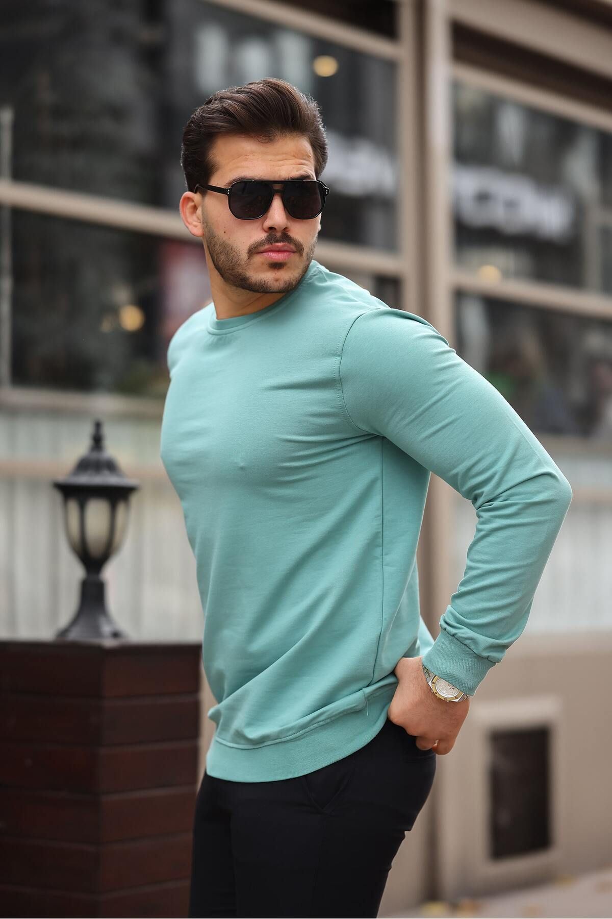 Erkek Kompakt Pamuklu Slim Fit Sweatshirt