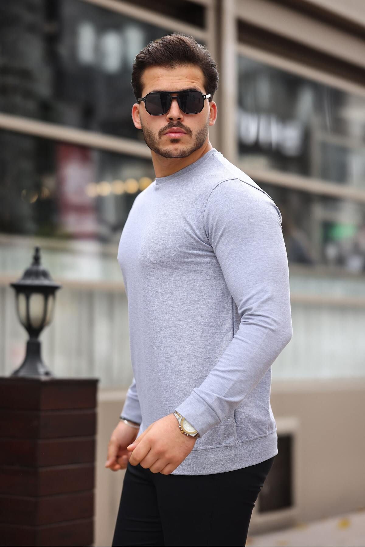 Erkek Kompakt Pamuklu Slim Fit Sweatshirt