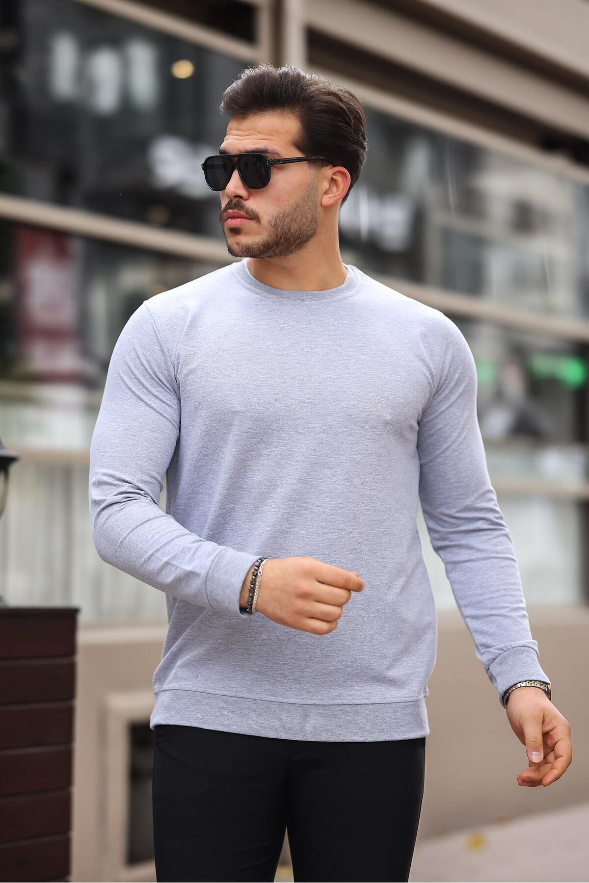 Erkek Kompakt Pamuklu Slim Fit Sweatshirt