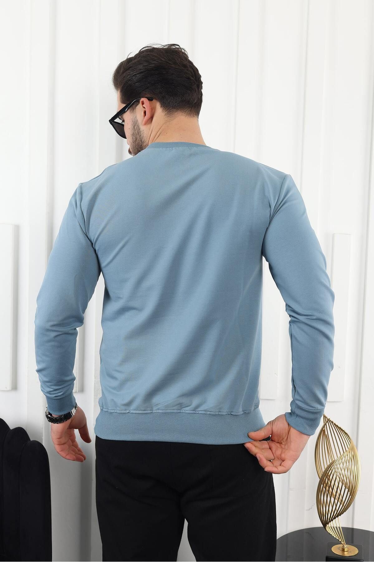 Erkek Kompakt Pamuklu Slim Fit Sweatshirt