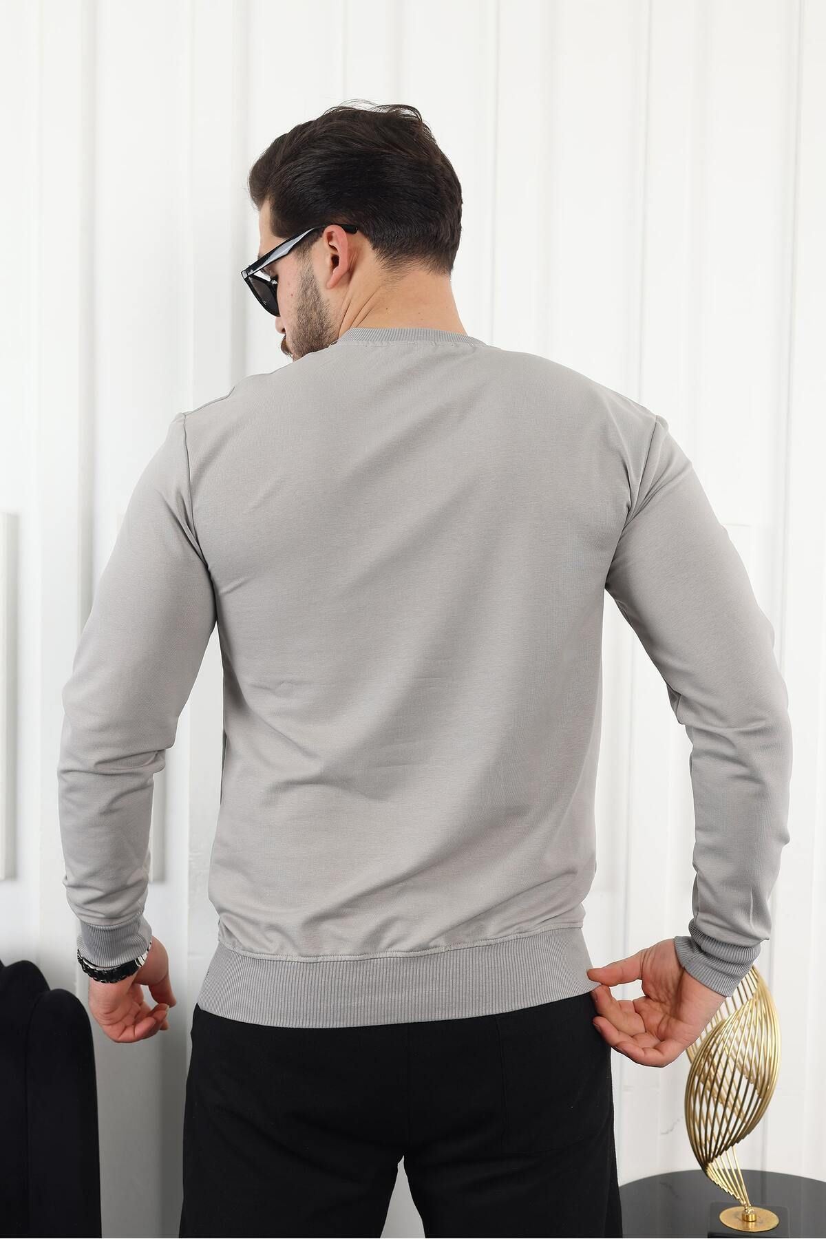 Erkek Kompakt Pamuklu Slim Fit Sweatshirt