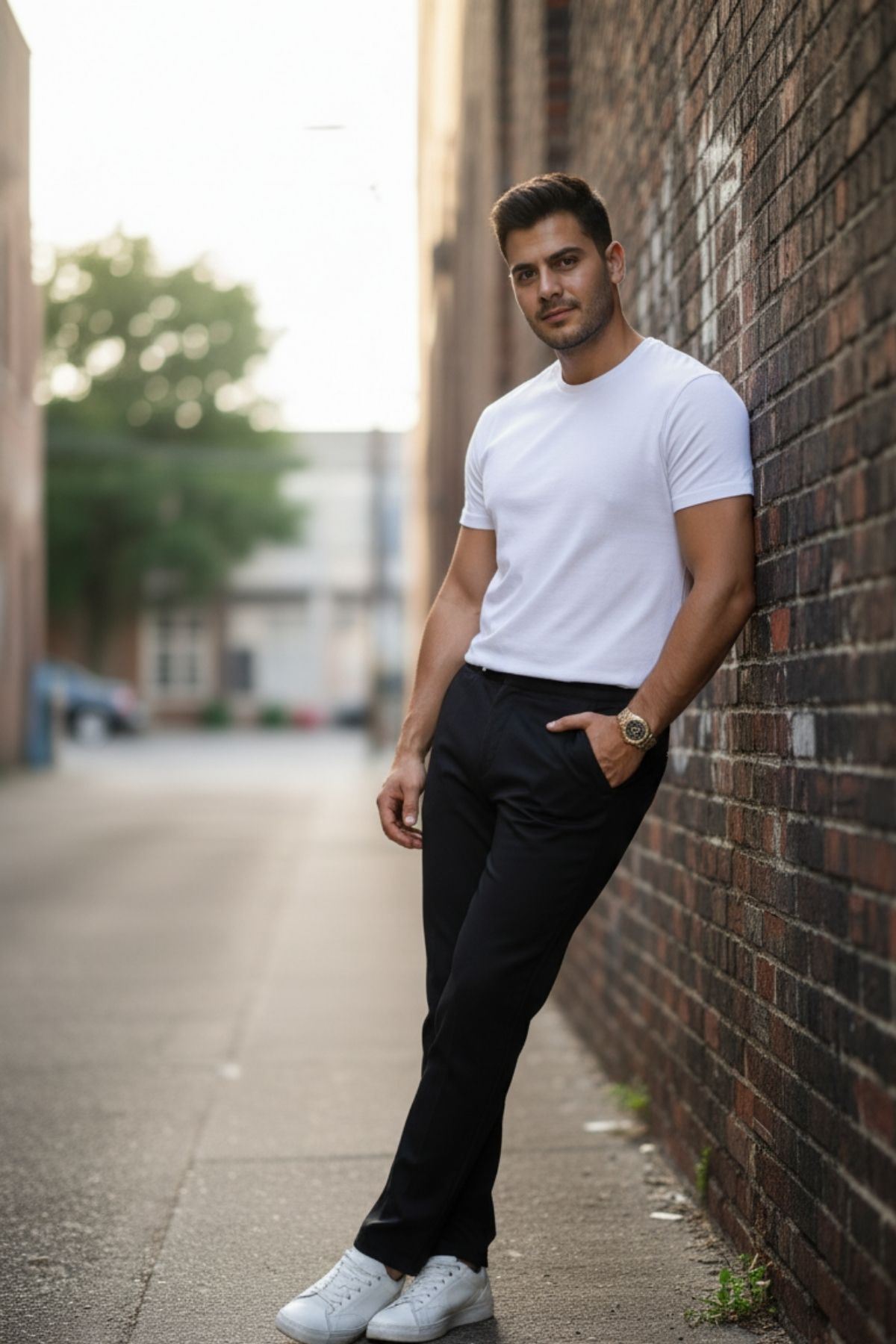 Erkek Bel Lastikli Düz Paça Jogger Siyah Pantolon