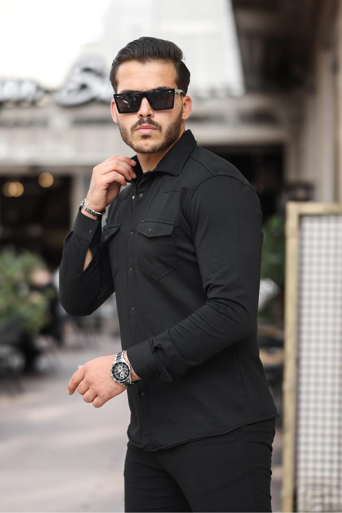 Çıtçıtlı Çift Cep Kışlık Gömlek