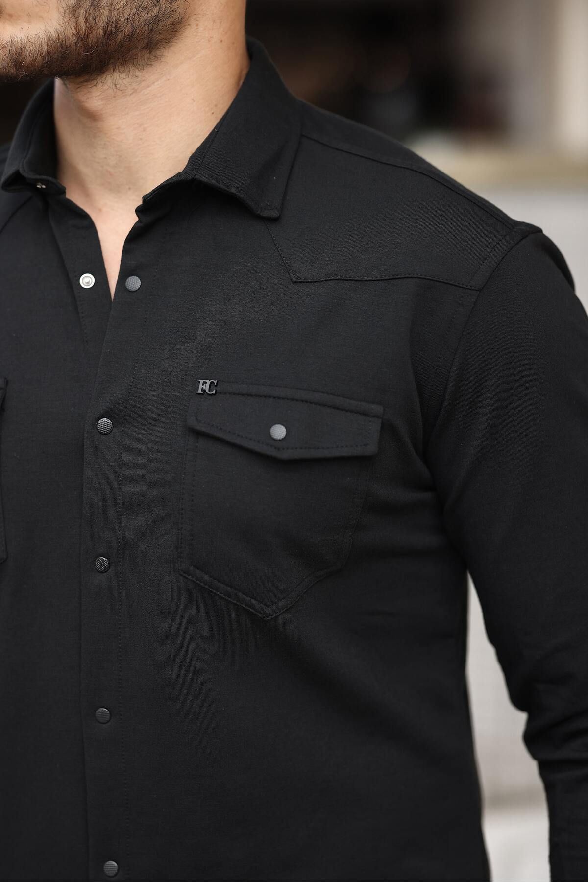 Çıtçıtlı Çift Cep Kışlık Gömlek