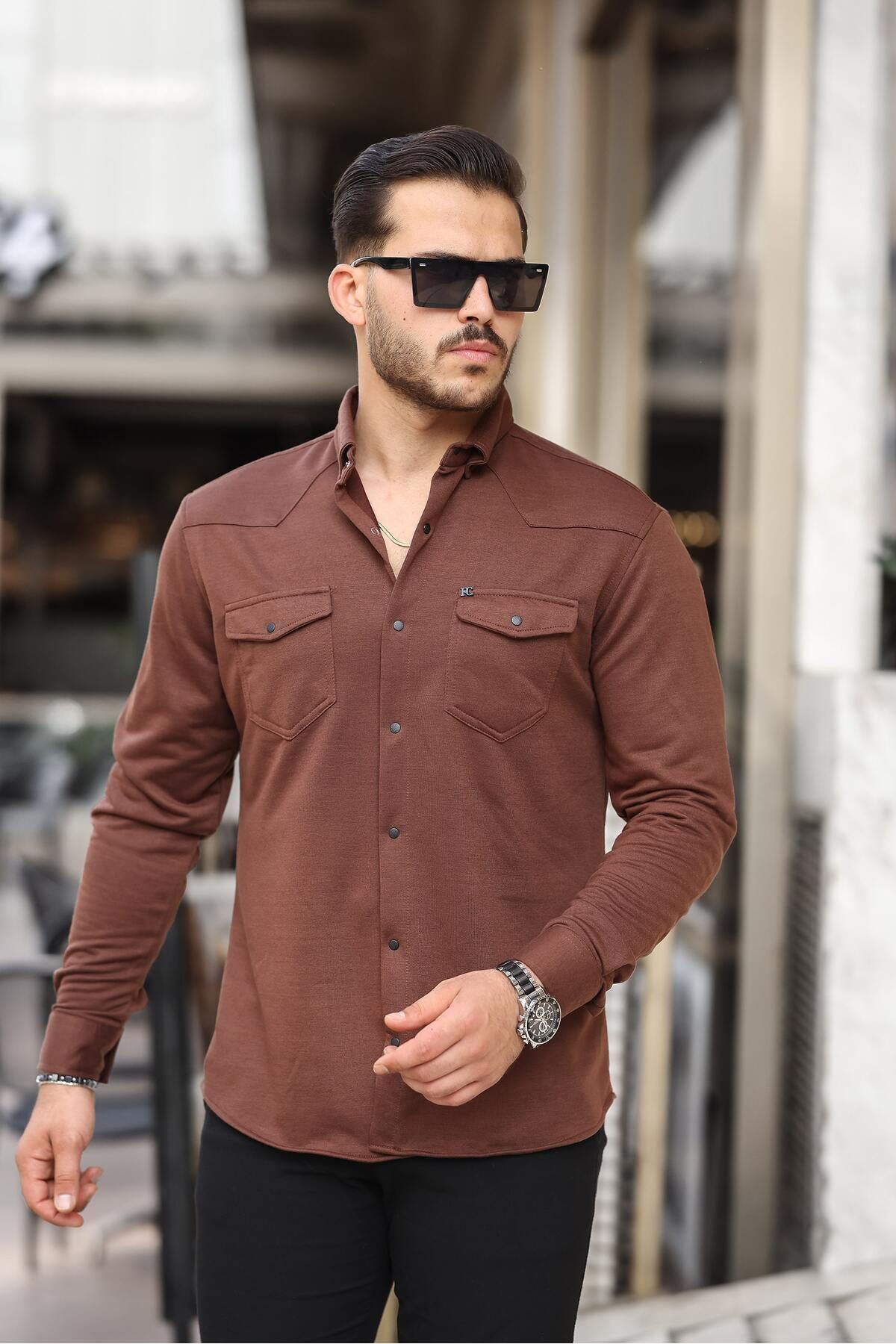 Çıtçıtlı Çift Cep Kışlık Gömlek