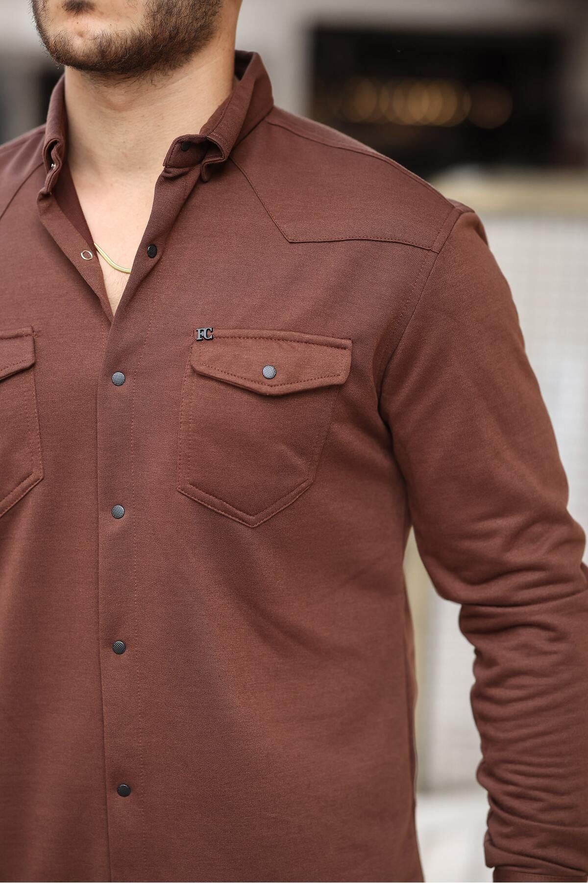 Çıtçıtlı Çift Cep Kışlık Gömlek