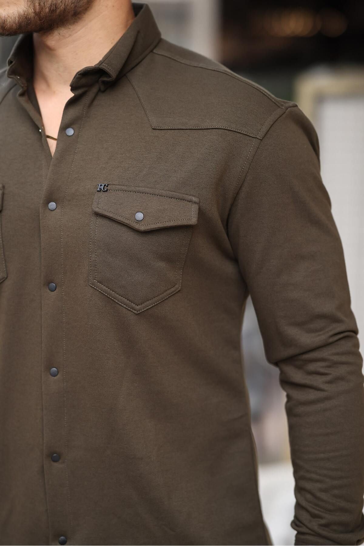 Çıtçıtlı Çift Cep Kışlık Gömlek