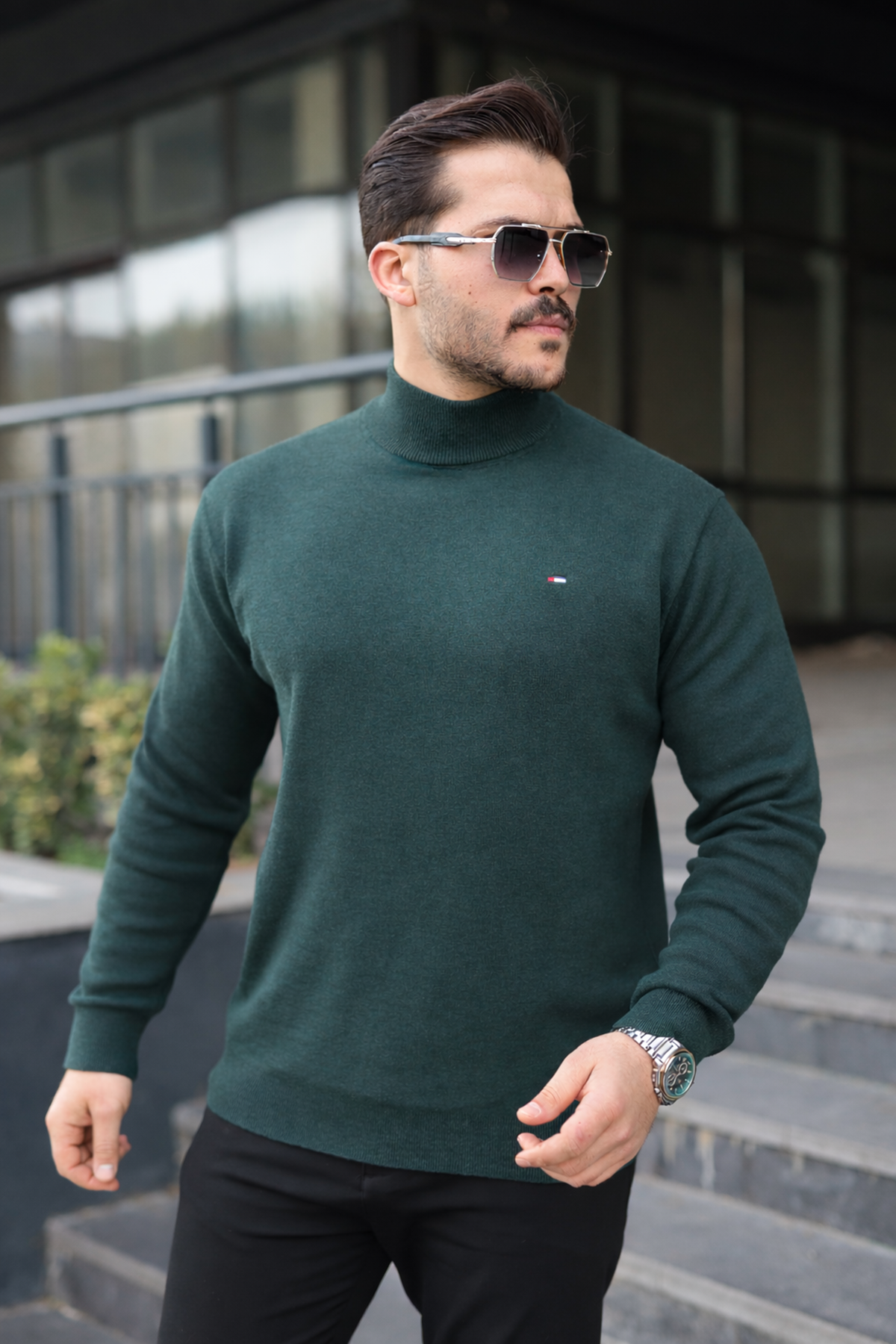 Erkek Yarım Balıkçı Yaka Günlük Nefti Triko Kazak