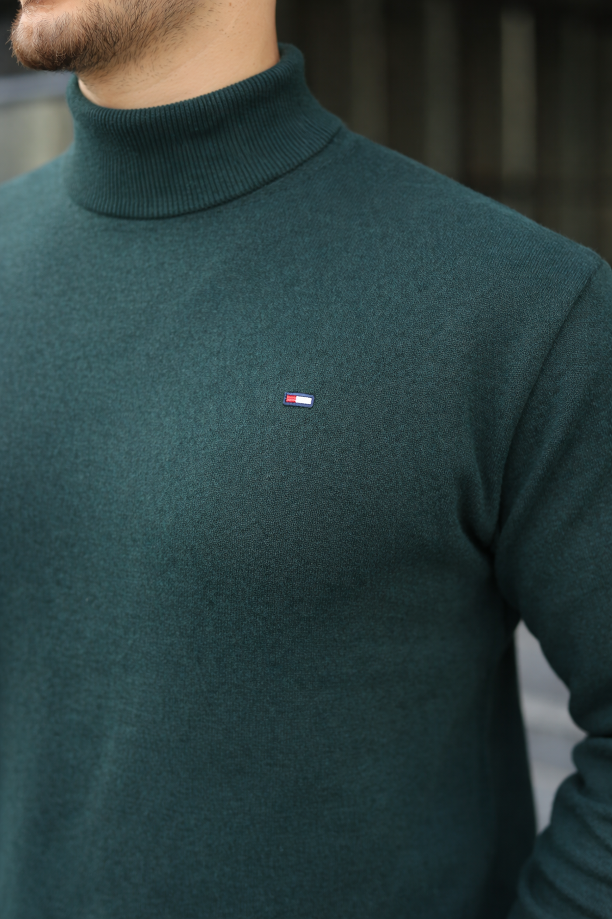 Erkek Günlük Balıkçı Yaka Boğazlı Nefti Triko Kazak