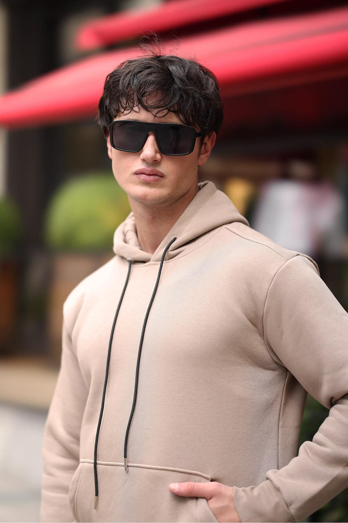 Üç İplik Şardonlu Kanguru Cep Sweatshirt