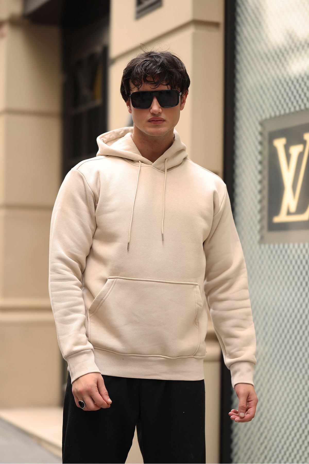 Üç İplik Şardonlu Kanguru Cep Sweatshirt