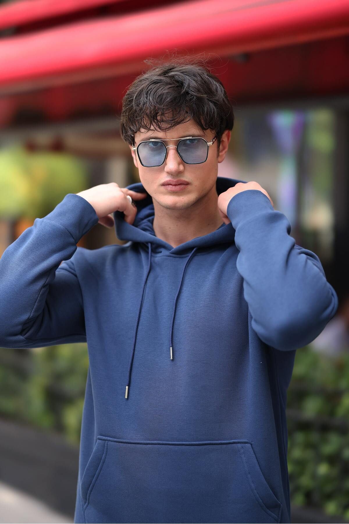 Üç İplik Şardonlu Kanguru Cep Sweatshirt