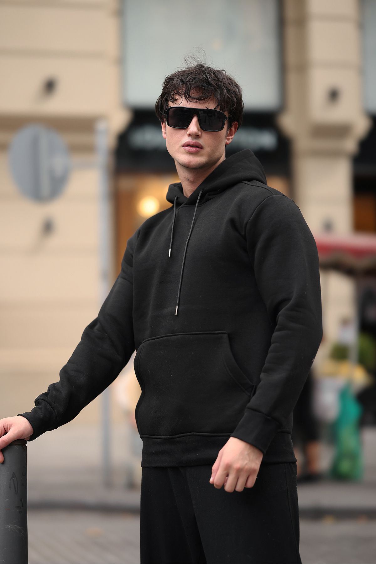 Üç İplik Şardonlu Kanguru Cep Sweatshirt