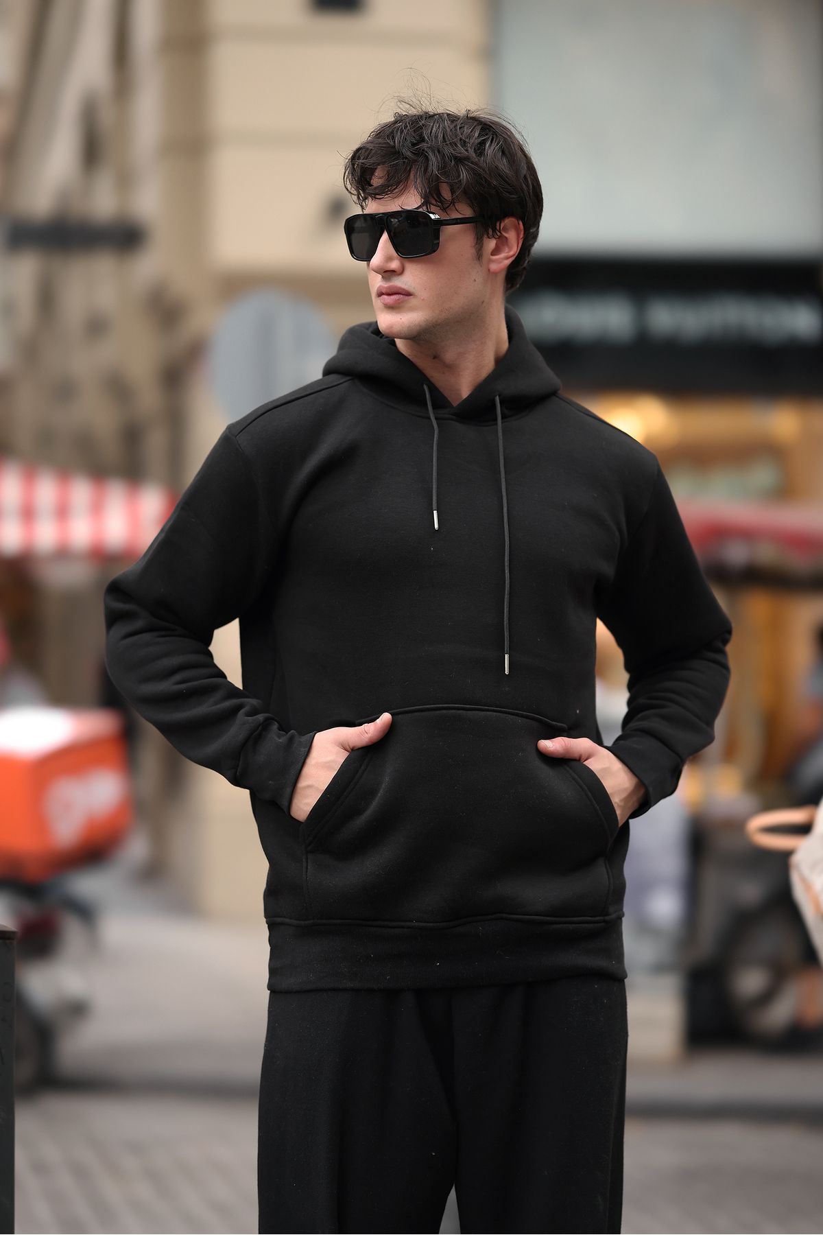 Üç İplik Şardonlu Kanguru Cep Sweatshirt