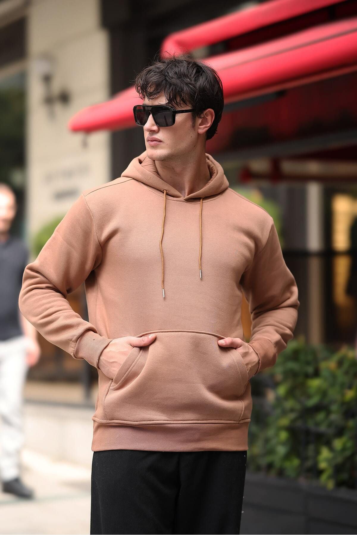 Üç İplik Şardonlu Kanguru Cep Sweatshirt
