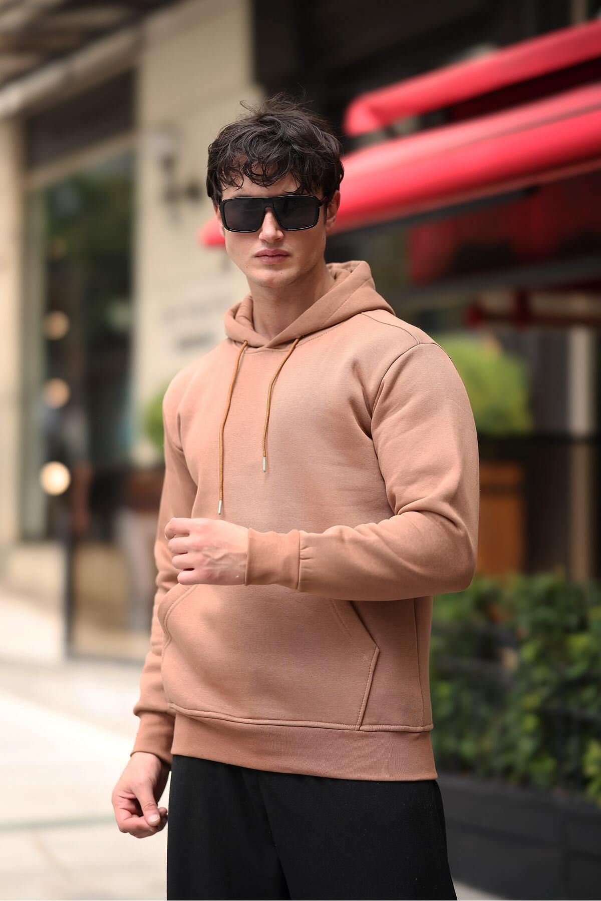 Üç İplik Şardonlu Kanguru Cep Sweatshirt