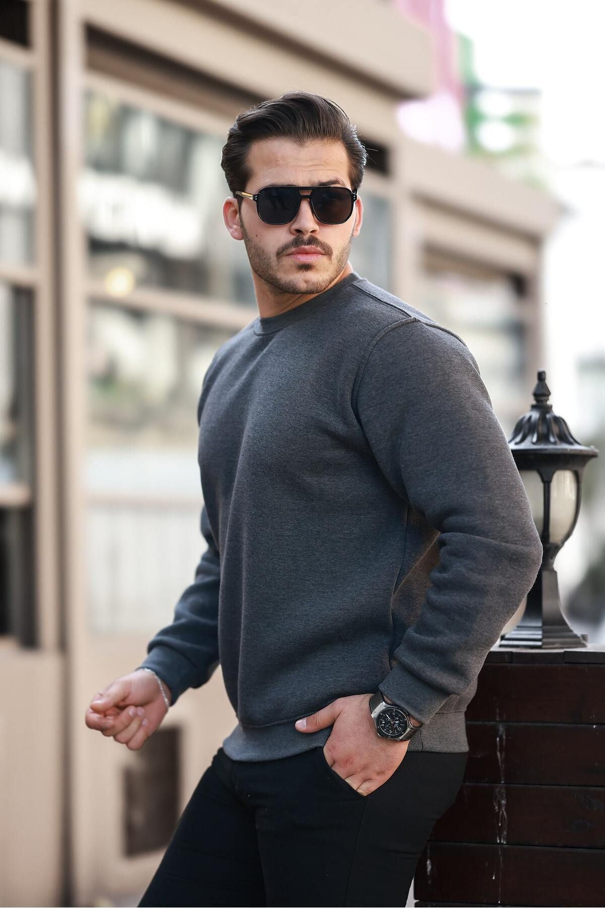 Erkek Oversize Üç Iplik Kompakt Pamuklu Sweatshirt