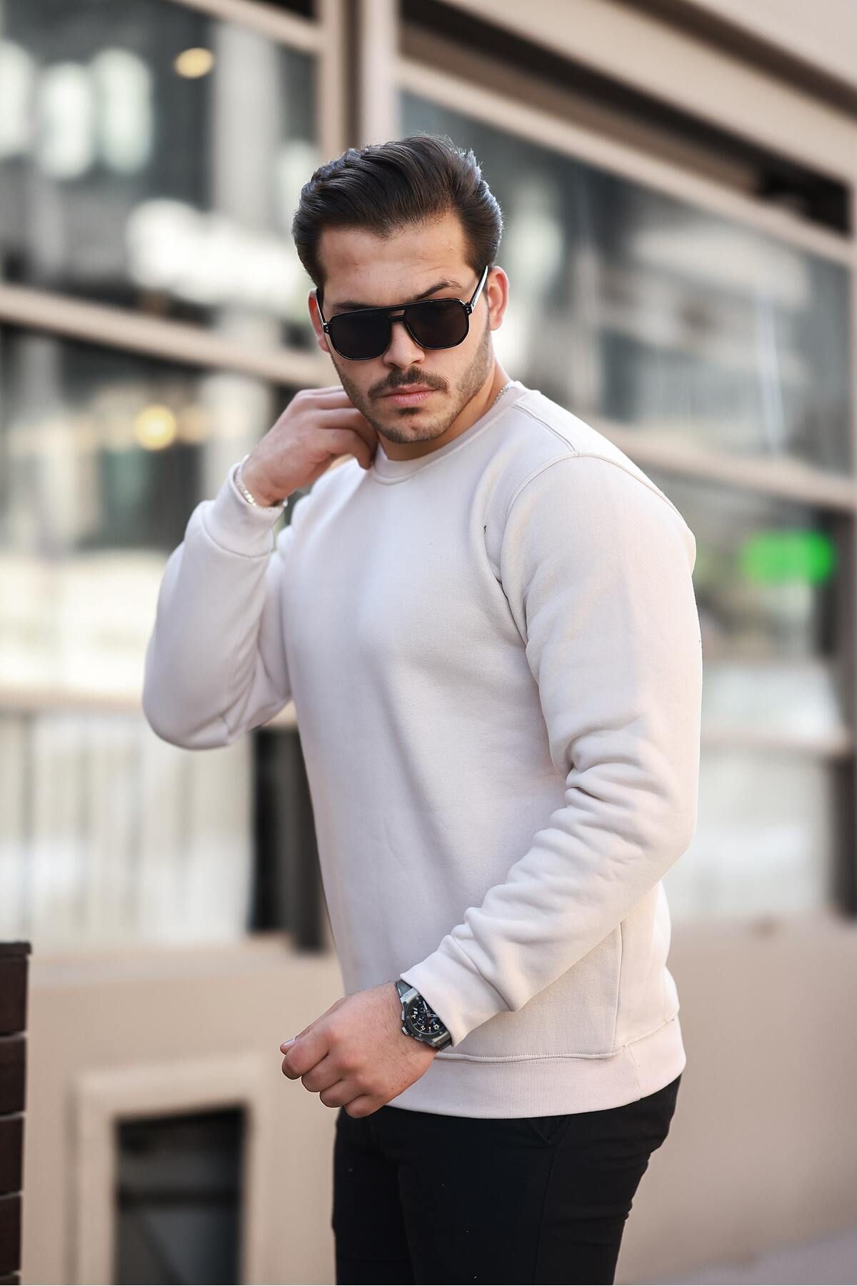 Erkek Oversize Üç Iplik Kompakt Pamuklu Sweatshirt