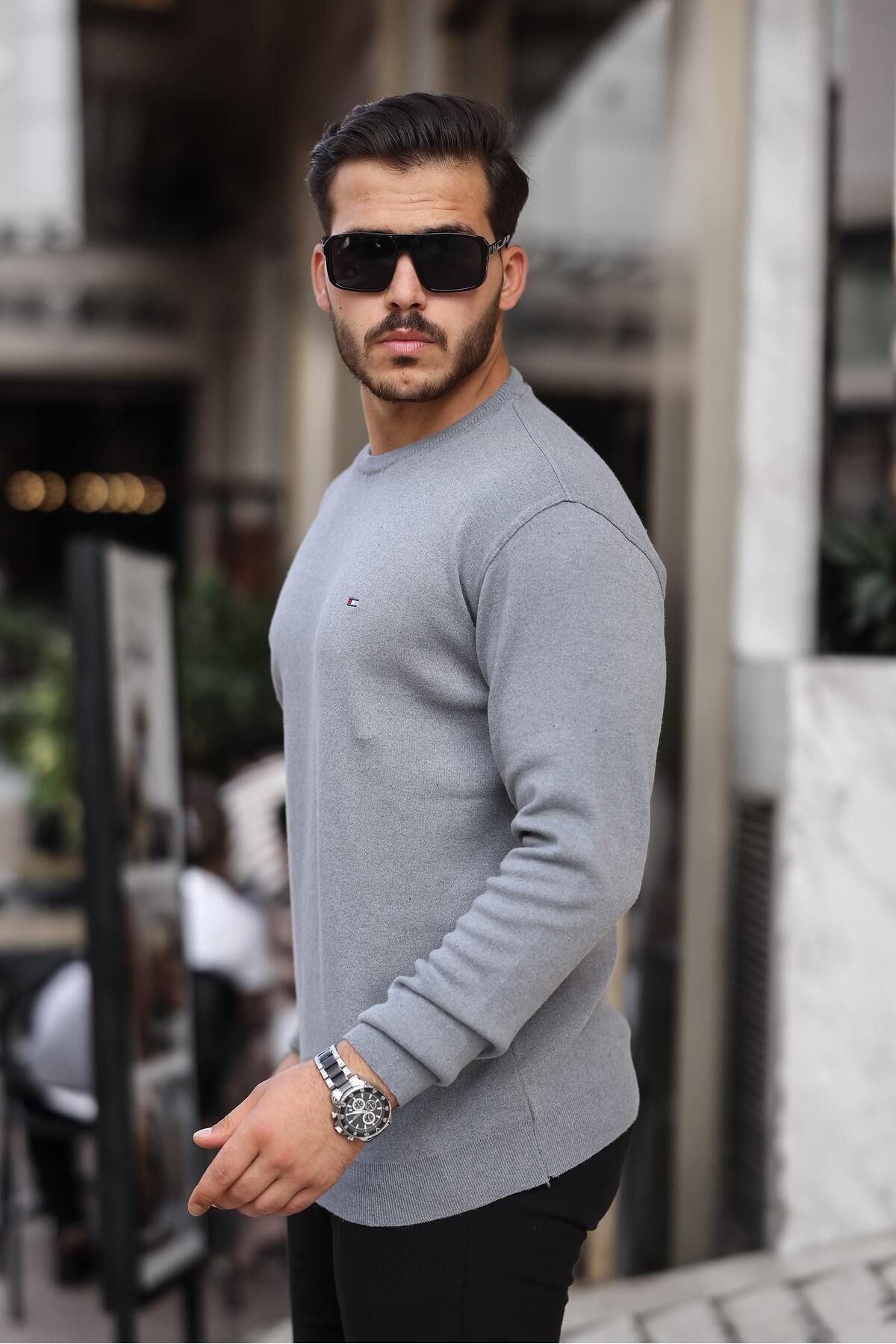 Erkek Sıfır Yaka Pamuklu Triko Kazak