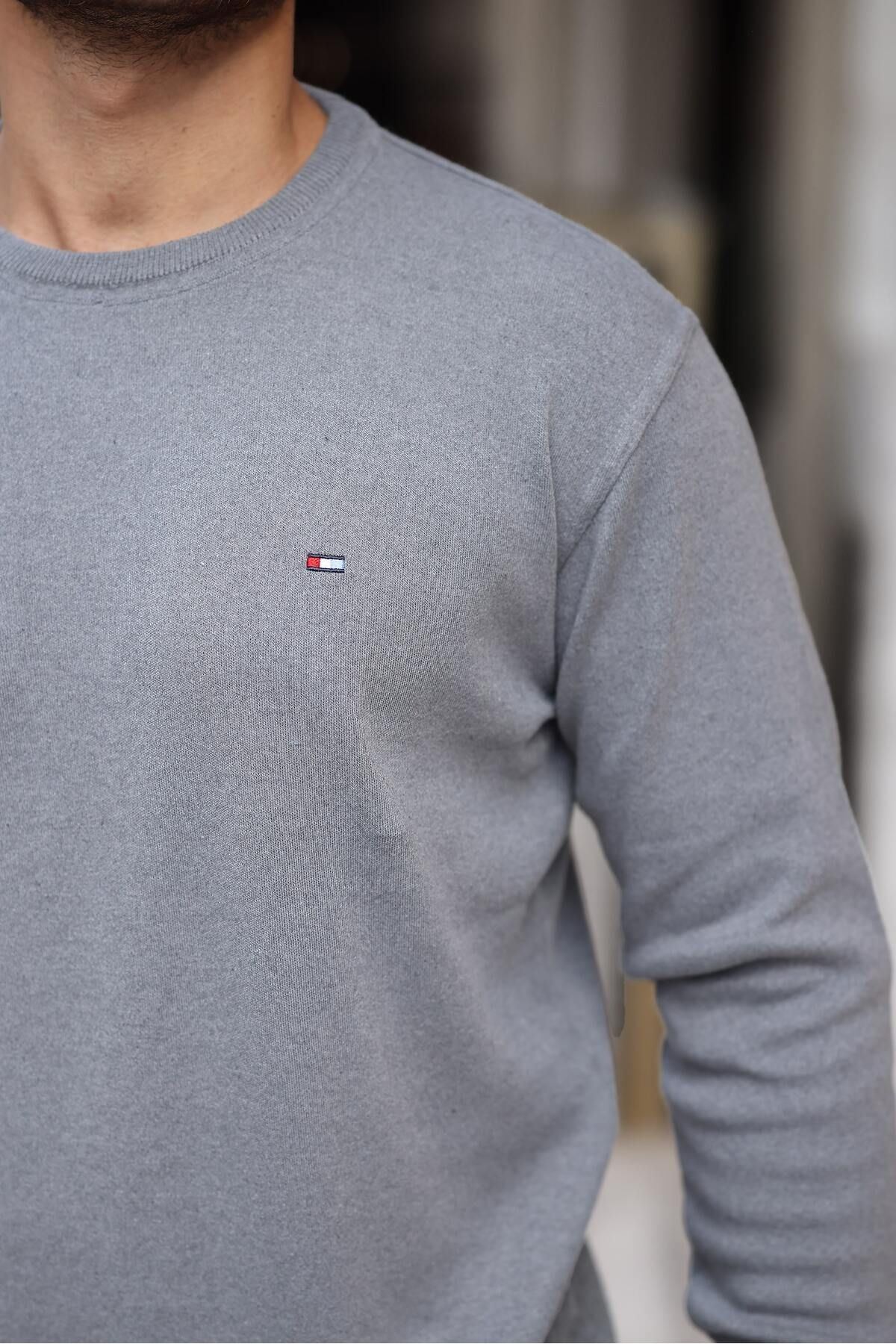 Erkek Sıfır Yaka Pamuklu Triko Kazak