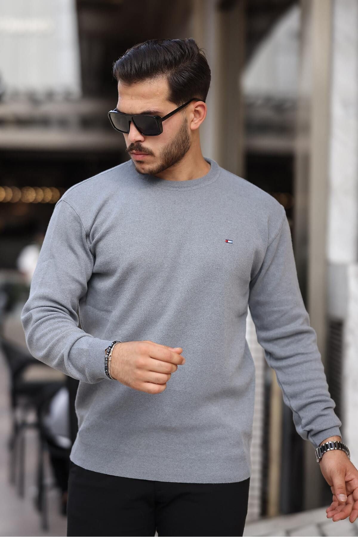 Erkek Sıfır Yaka Pamuklu Triko Kazak