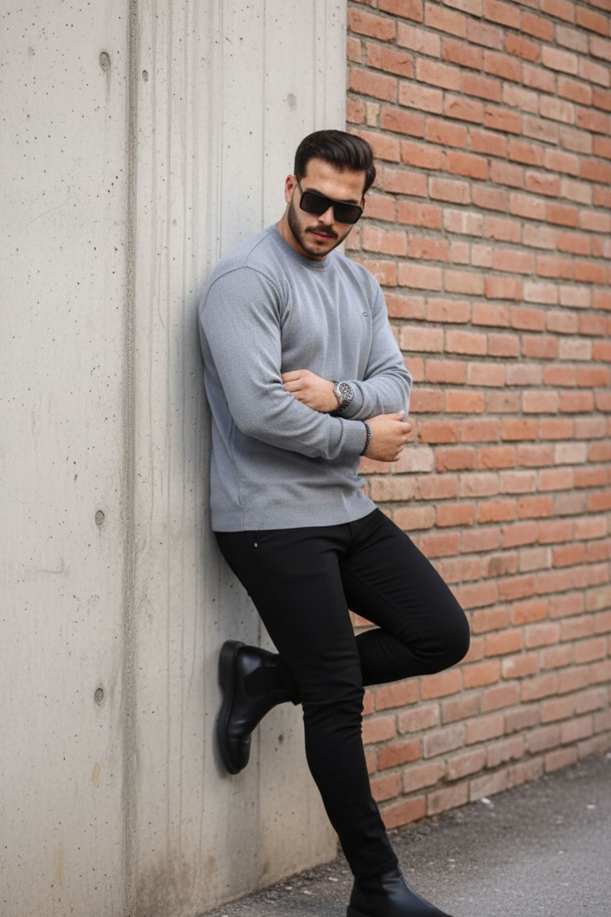 Erkek Sıfır Yaka Pamuklu Triko Kazak