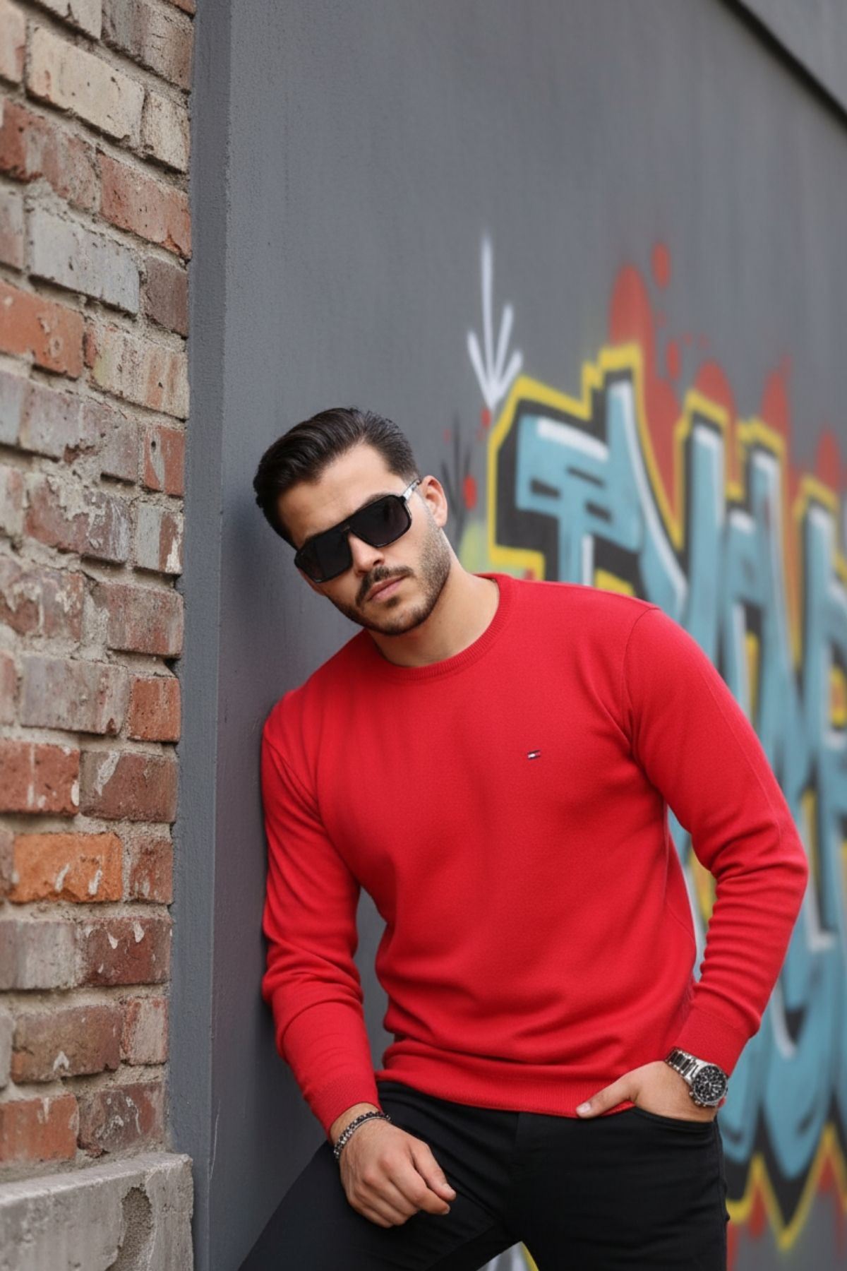 Erkek Sıfır Yaka Pamuklu Triko Kazak