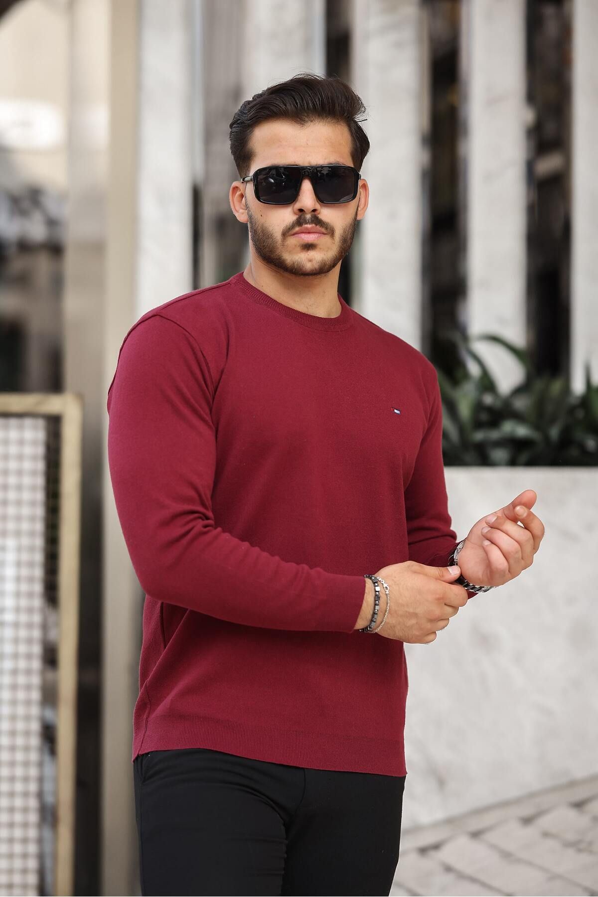 Erkek Sıfır Yaka Pamuklu Triko Kazak