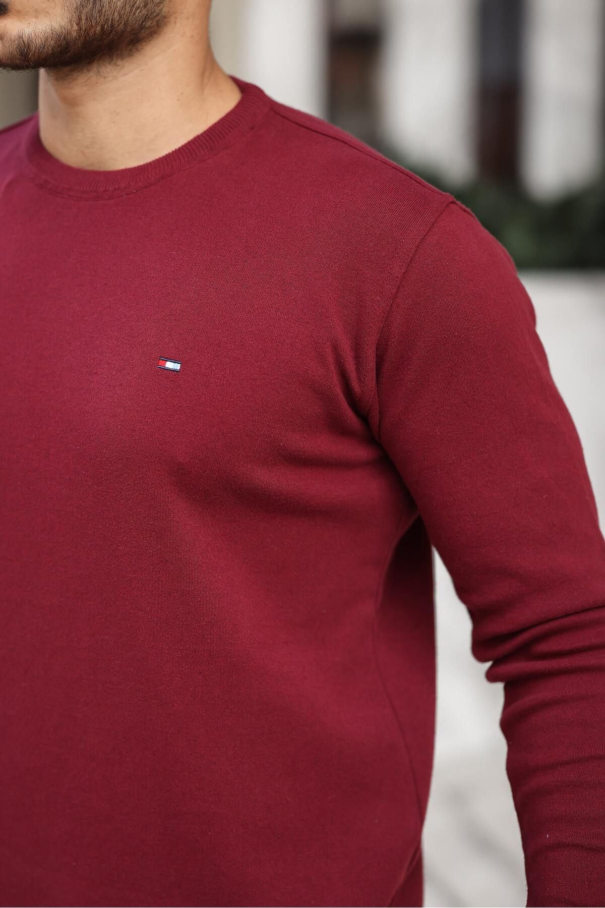 Erkek Sıfır Yaka Pamuklu Triko Kazak