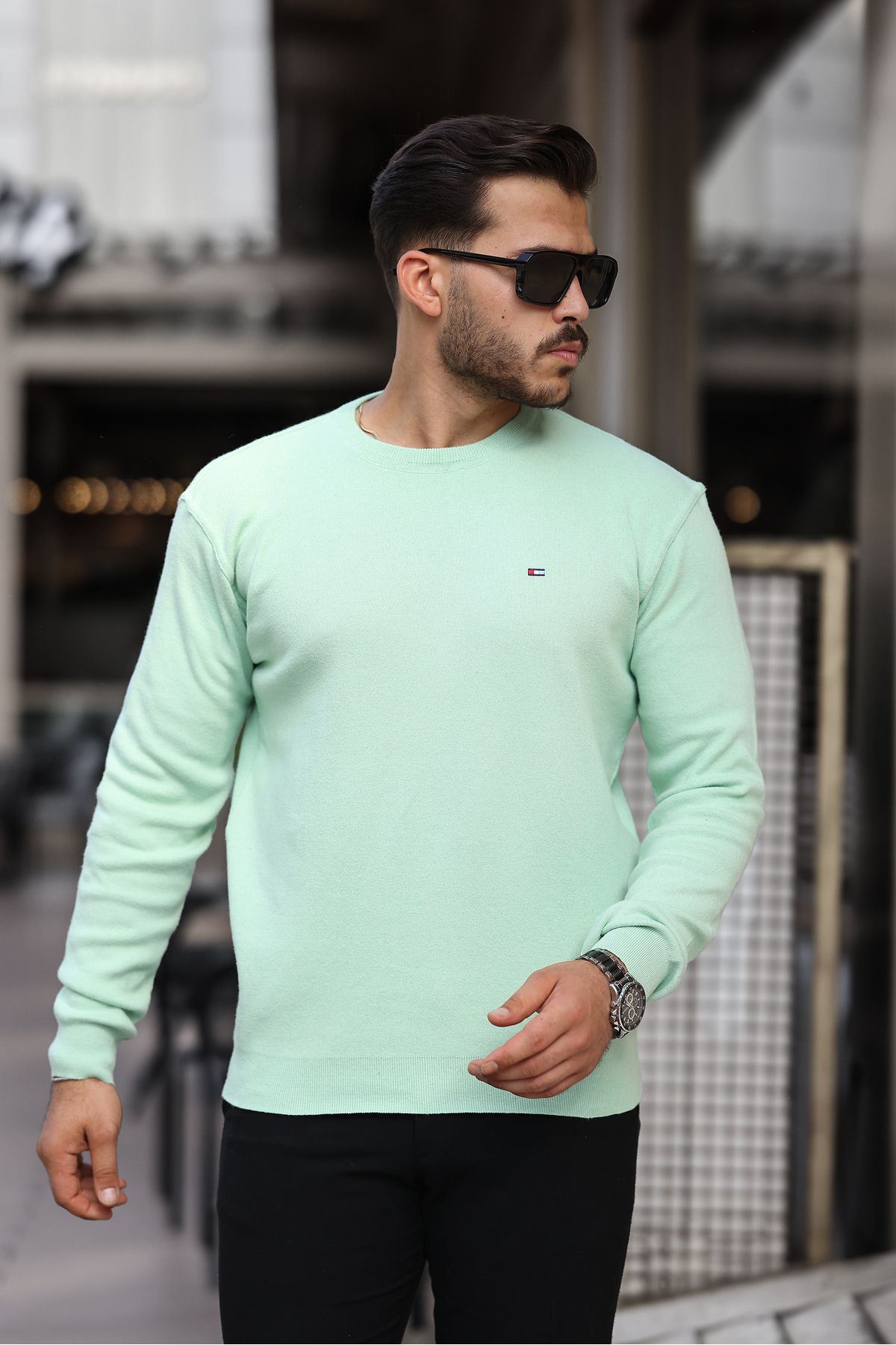 Erkek Sıfır Yaka Pamuklu Triko Kazak