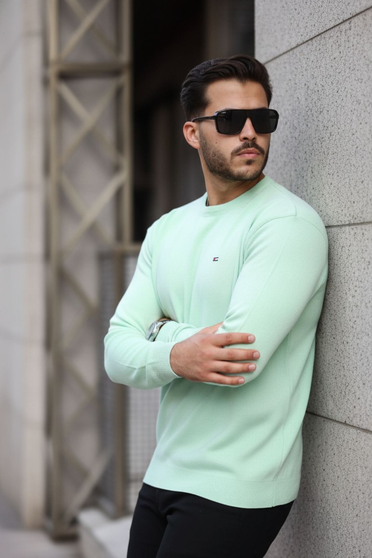 Erkek Sıfır Yaka Pamuklu Triko Kazak