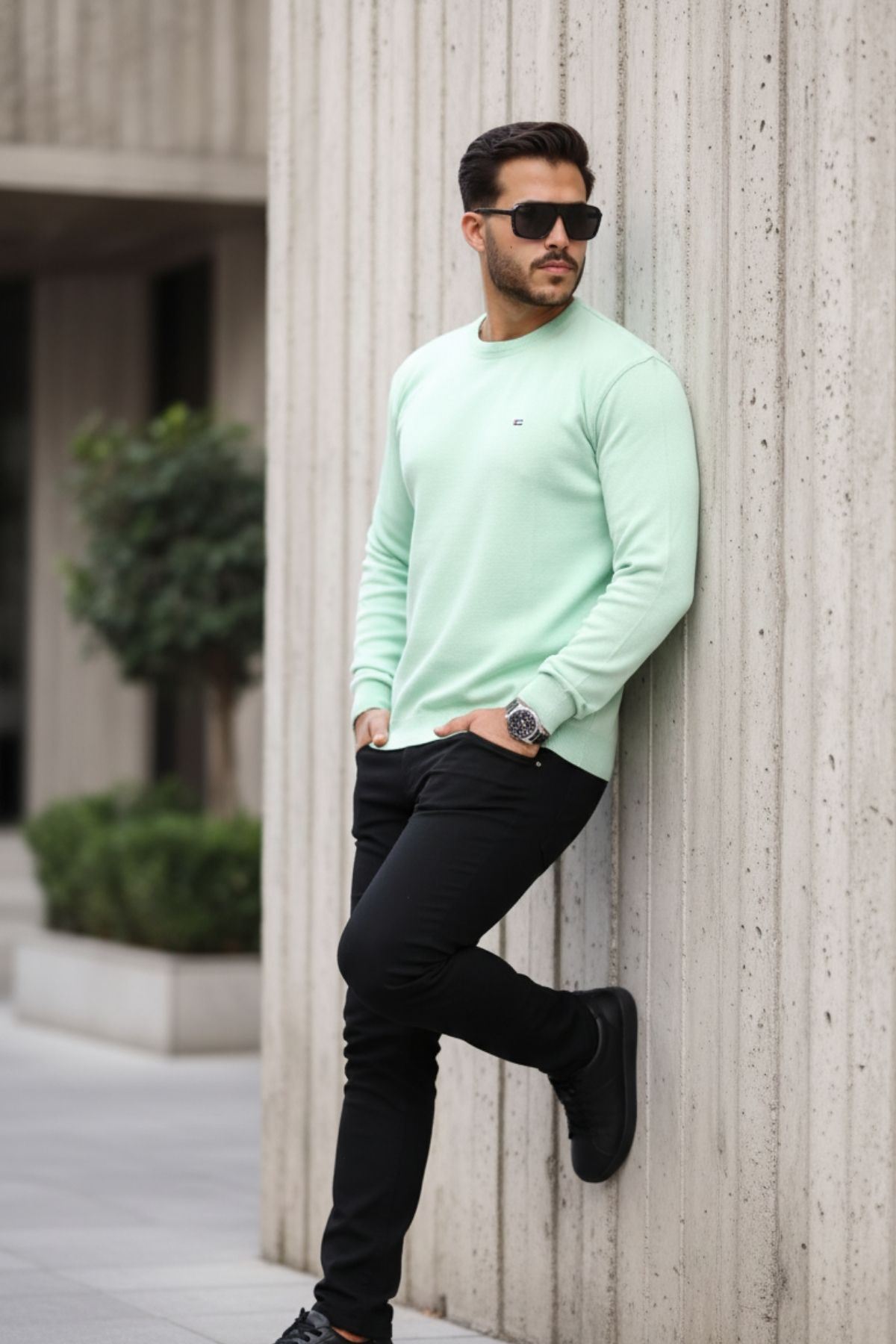 Erkek Sıfır Yaka Pamuklu Triko Kazak