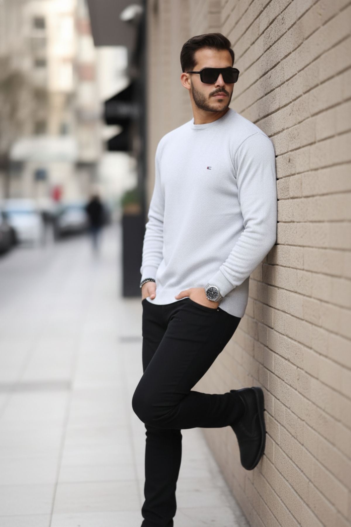 Erkek Sıfır Yaka Pamuklu Triko Kazak