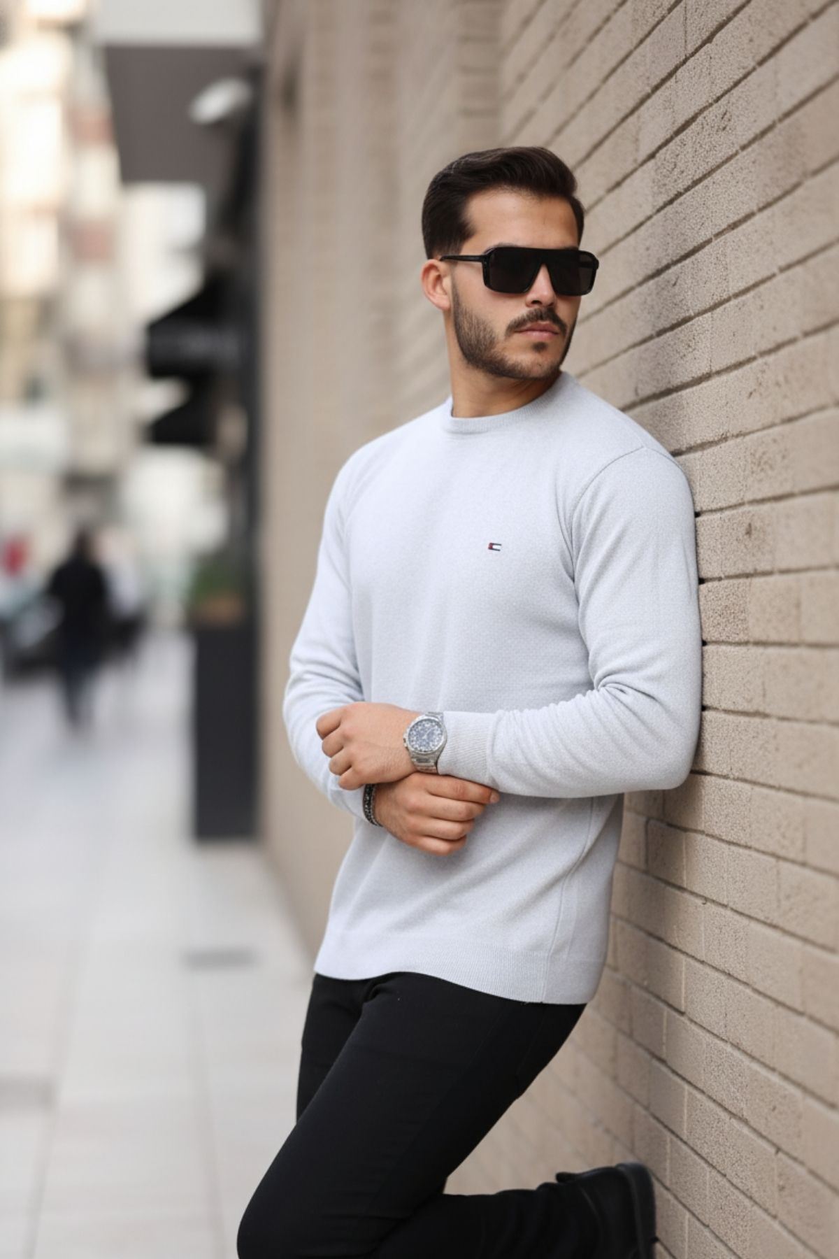 Erkek Sıfır Yaka Pamuklu Triko Kazak