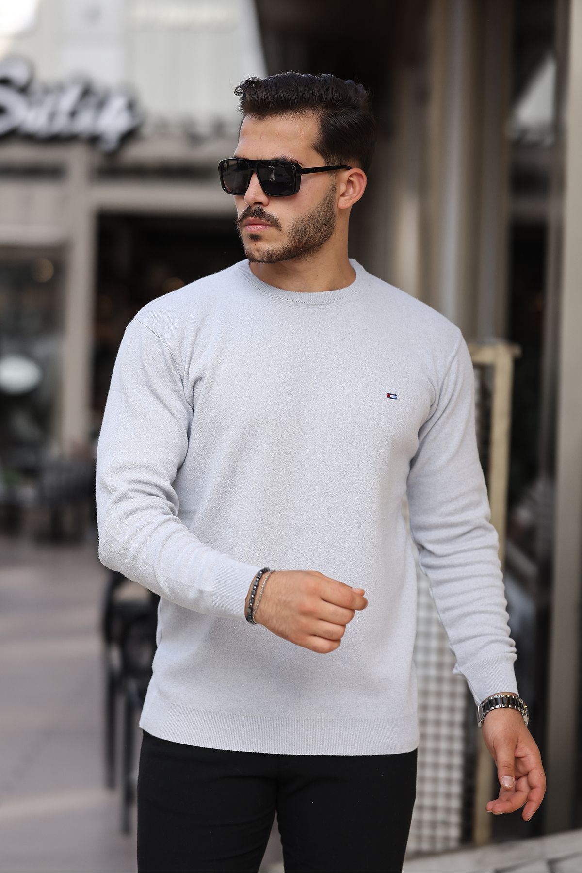 Erkek Sıfır Yaka Pamuklu Triko Kazak