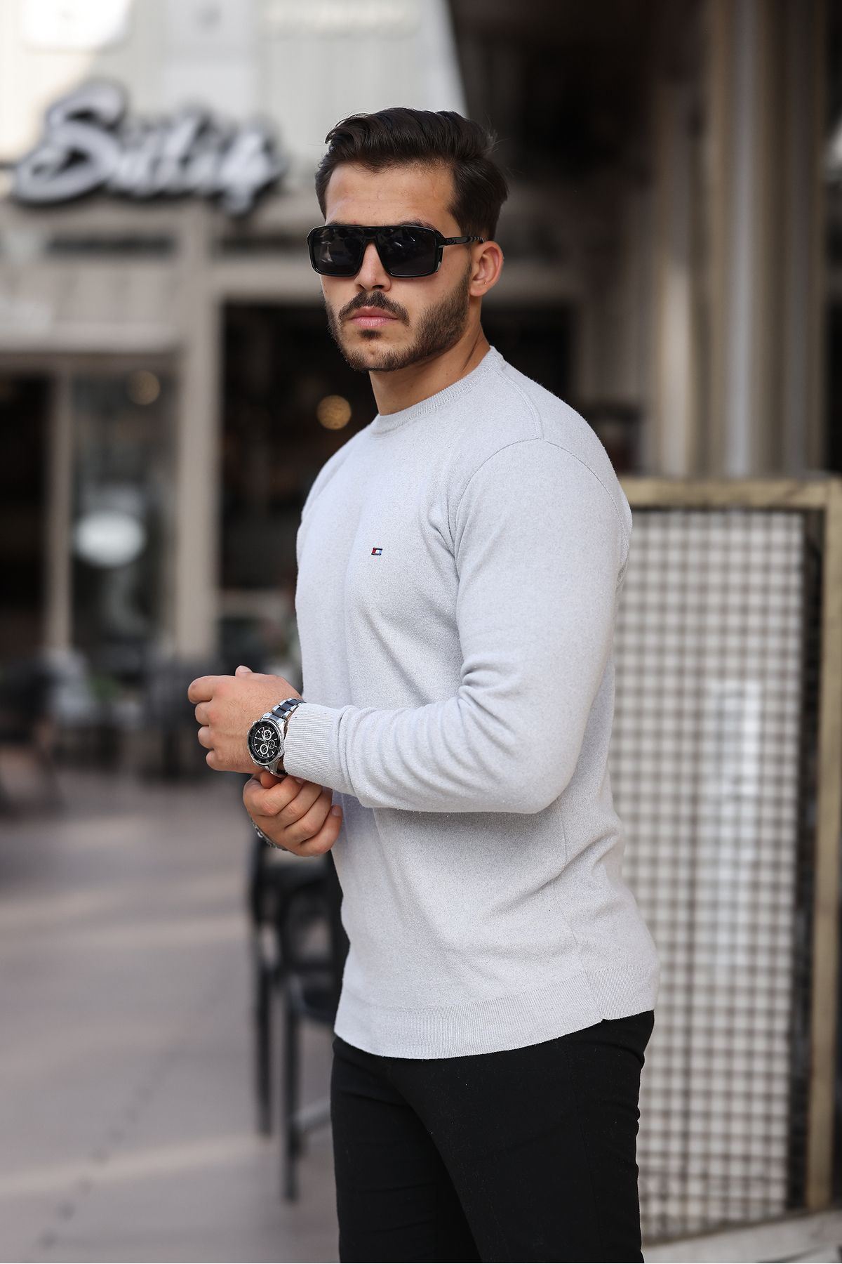 Erkek Sıfır Yaka Pamuklu Triko Kazak