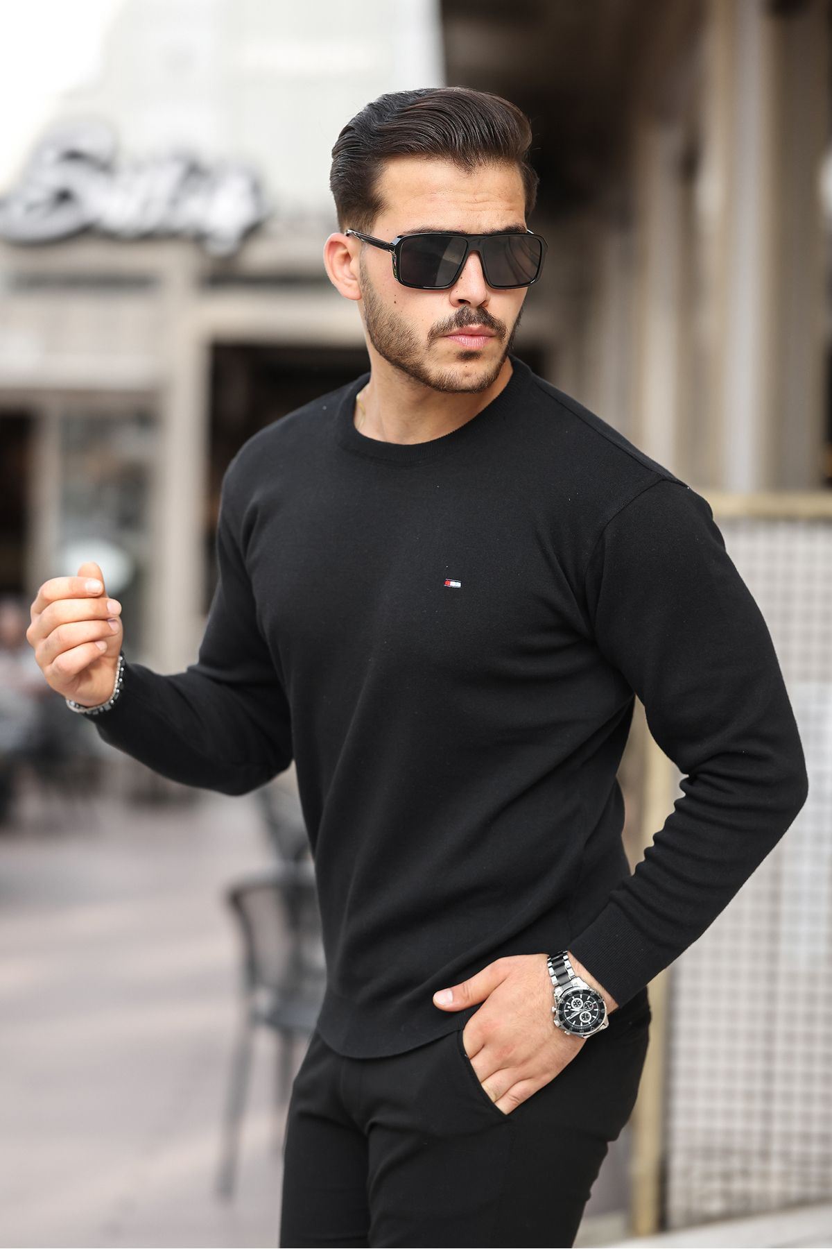 Erkek Sıfır Yaka Pamuklu Triko Kazak