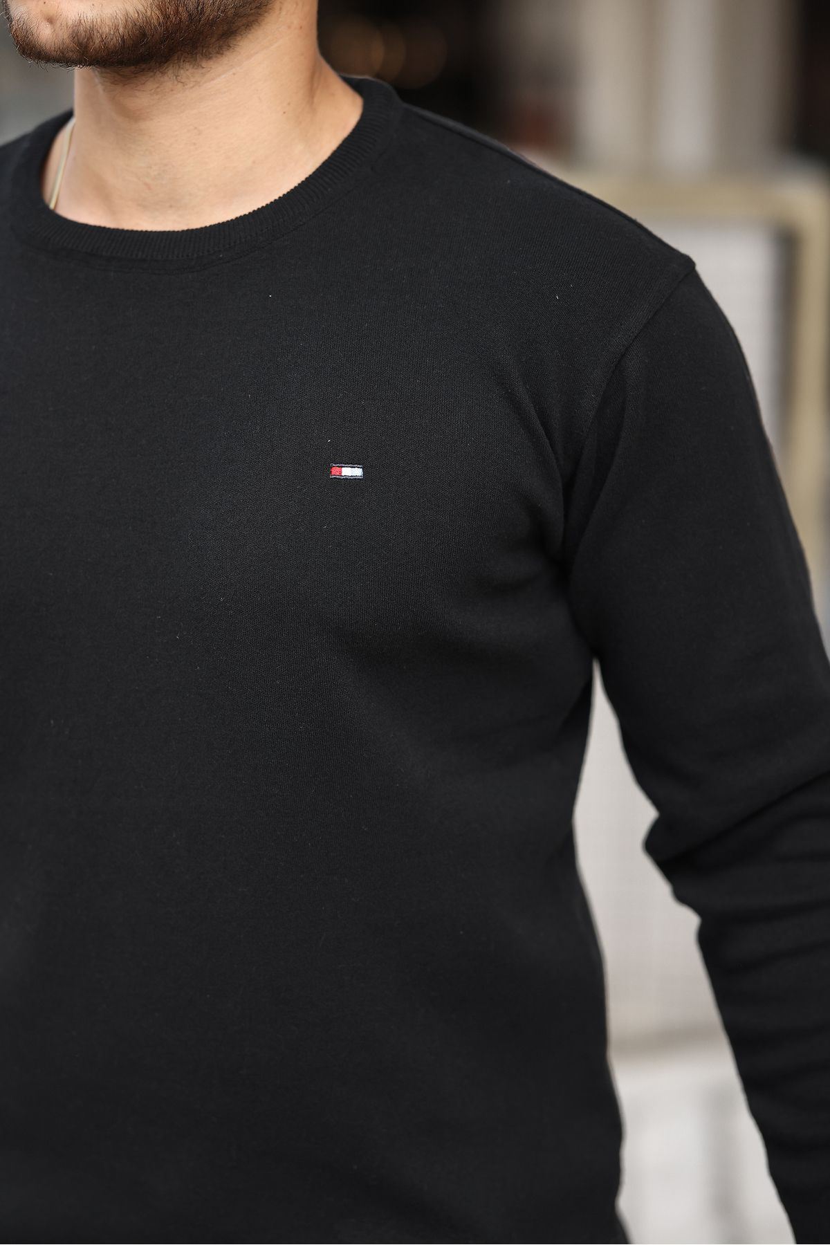 Erkek Sıfır Yaka Pamuklu Triko Kazak