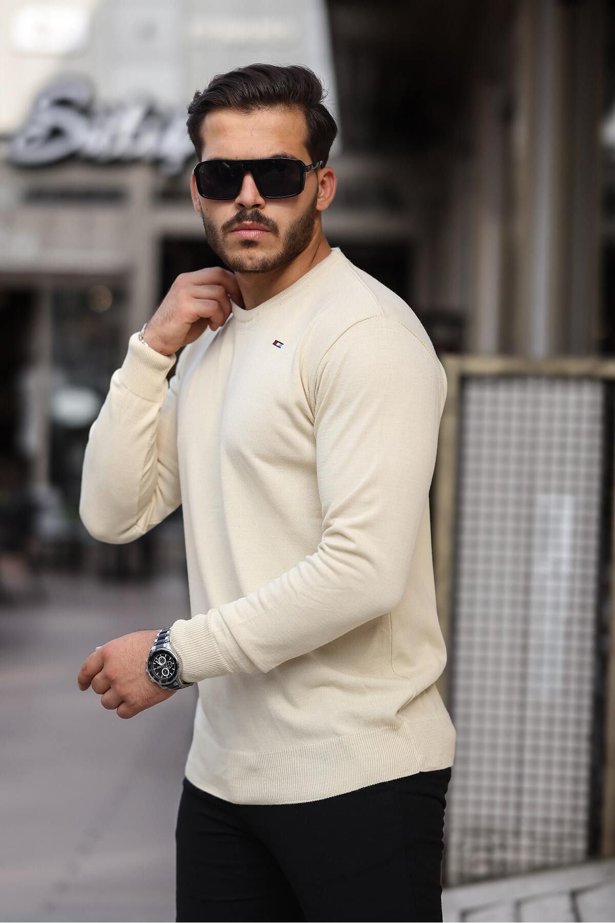 Erkek Sıfır Yaka Pamuklu Triko Kazak