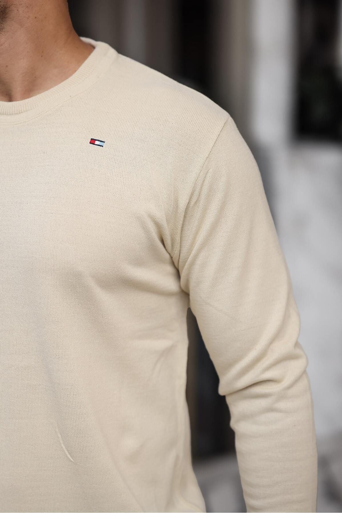 Erkek Sıfır Yaka Pamuklu Triko Kazak