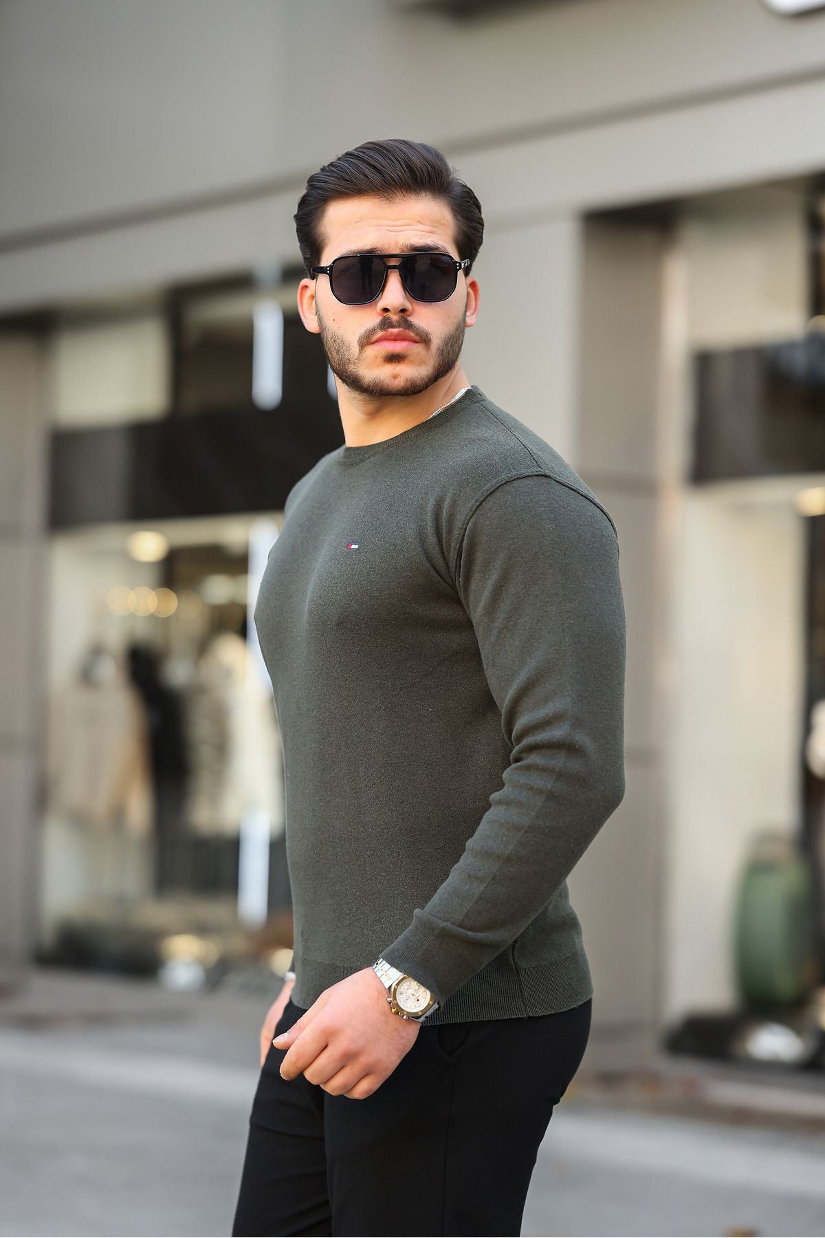 Erkek Sıfır Yaka Pamuklu Triko Kazak