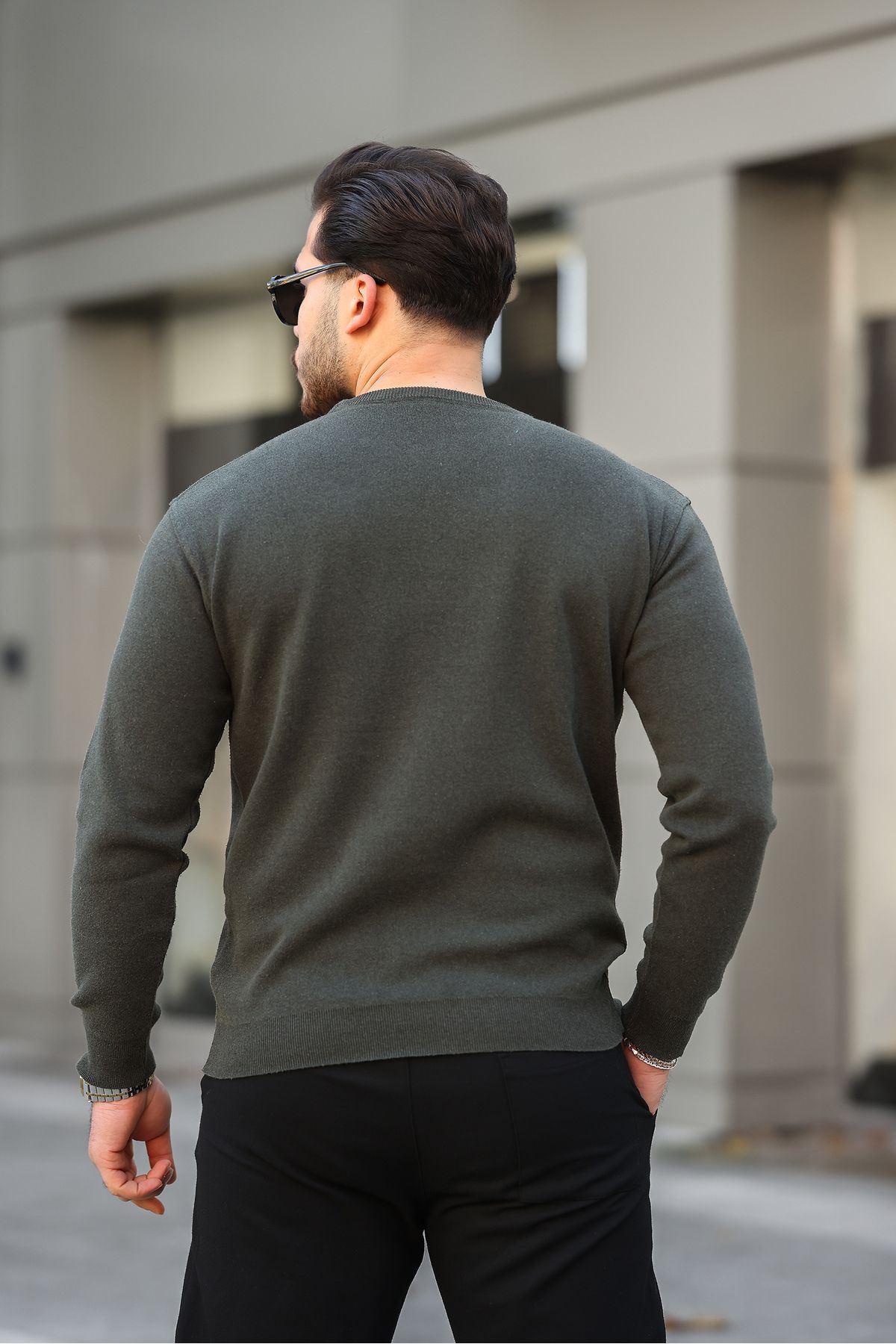 Erkek Sıfır Yaka Pamuklu Triko Kazak