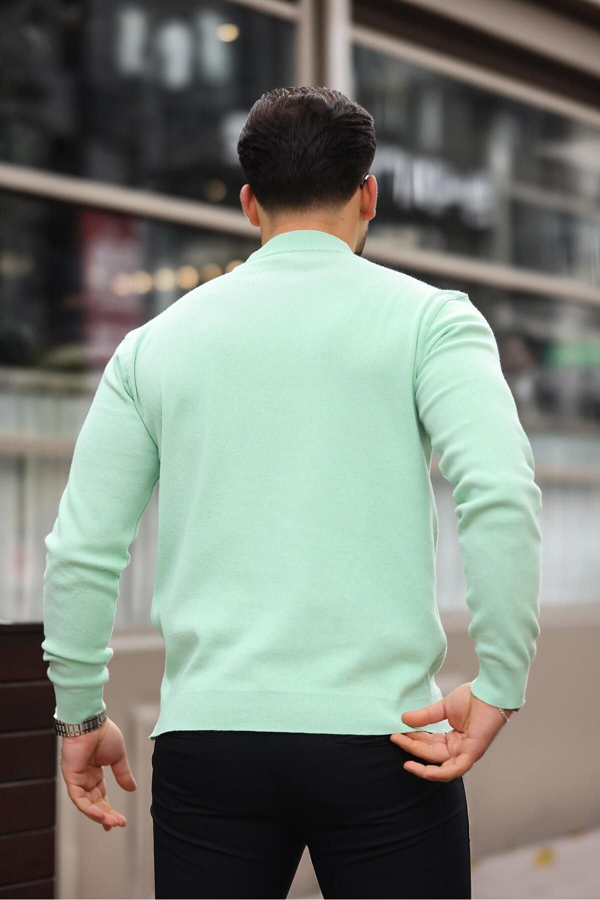 Erkek Yarım Balıkçı Yaka Pamuklu Triko Kazak