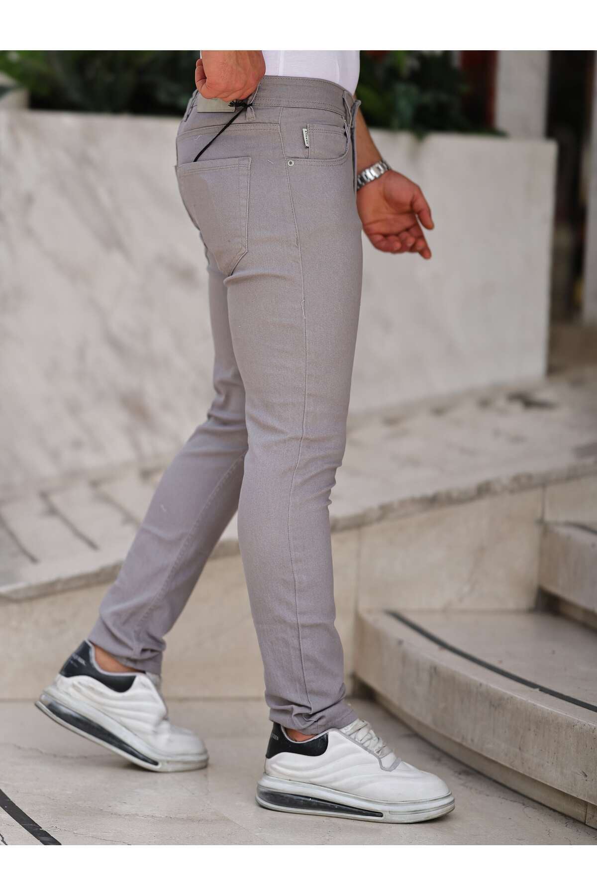 Erkek Yüksel Bel Bol Kesim Boru Paça Kot Pantolon Regular Fit Jean