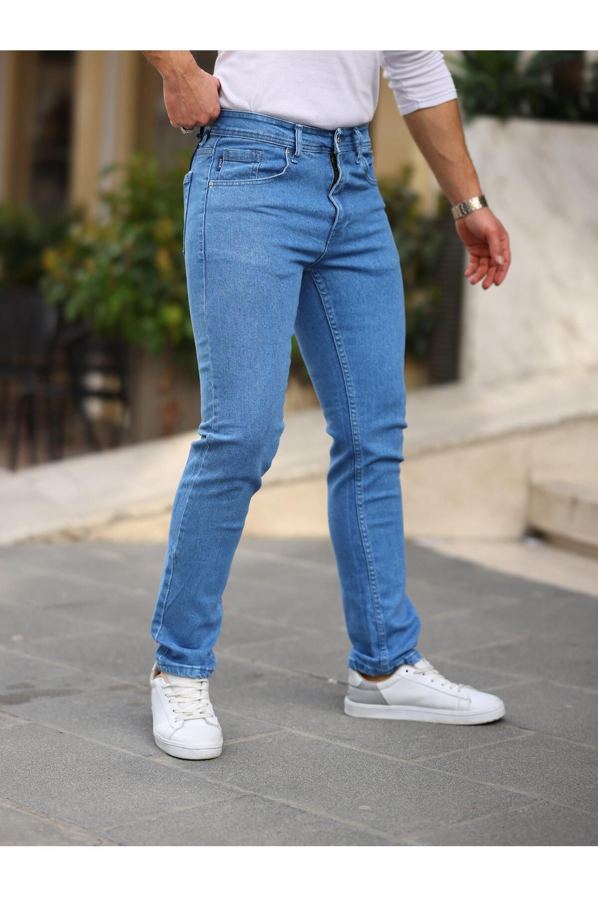 Erkek Yüksel Bel Bol Kesim Boru Paça Kot Pantolon Regular Fit Jean