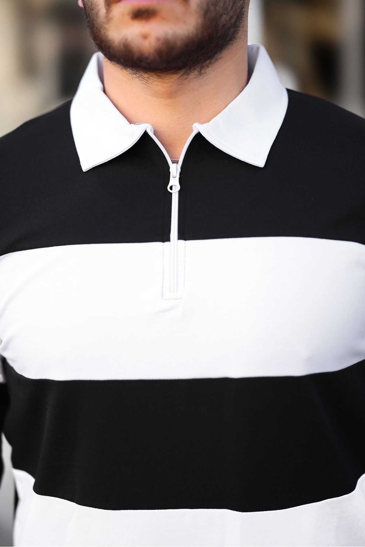 Çift Renkli Fermuarlı Sweatshirt