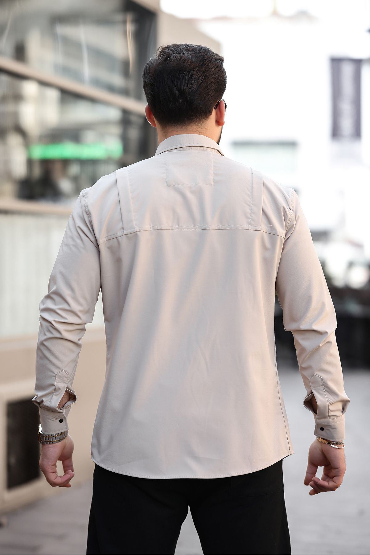 Erkek Gizli Cep Paraşüt Kumaş Gömlek