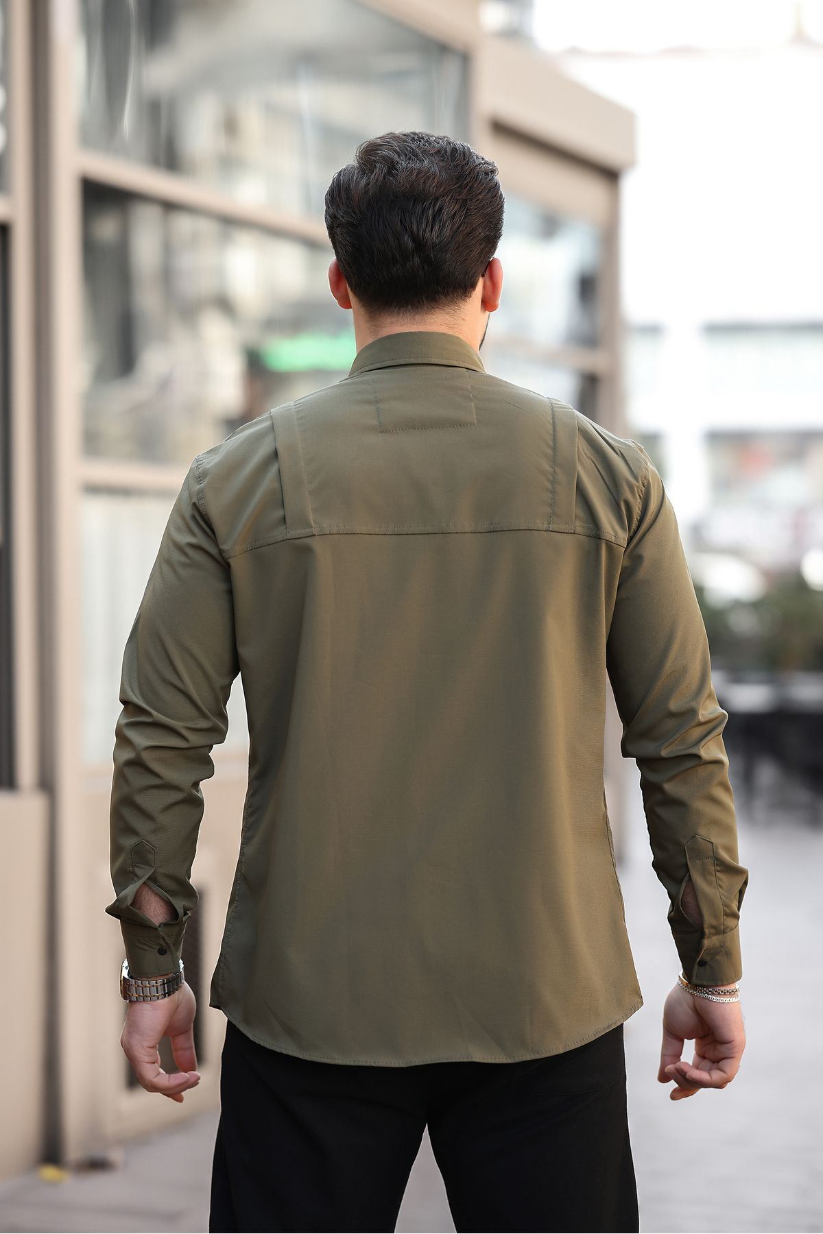 Erkek Gizli Cep Paraşüt Kumaş Gömlek