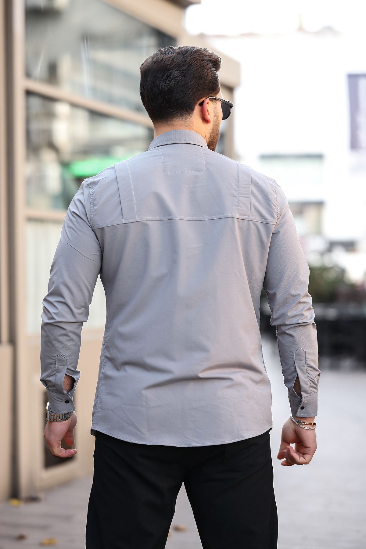 Erkek Gizli Cep Paraşüt Kumaş Gömlek